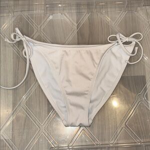 Women's White Ribbed Bikini Bottom